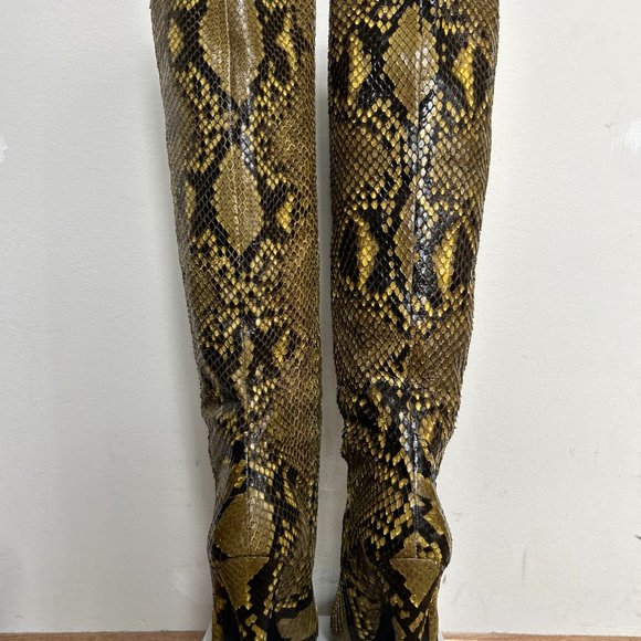 SAINT LAURENT Abbey Boots in Beige Python - Picture 3 of 4